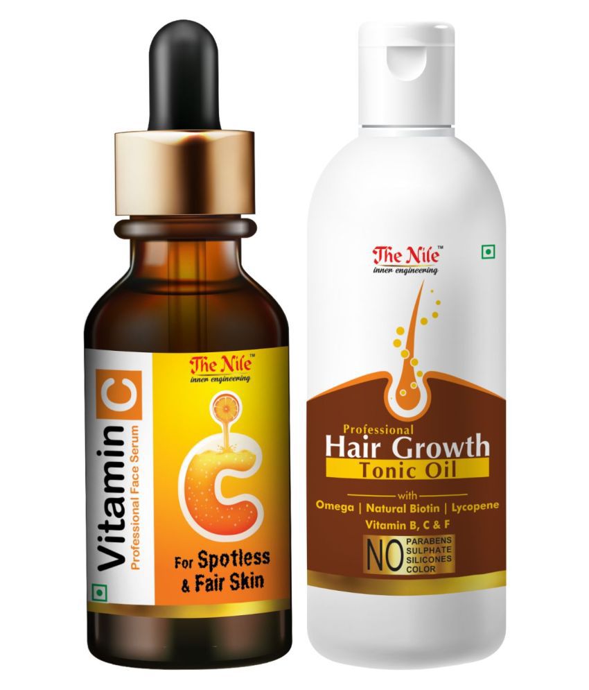     			The Nile Professional Vitamin C Face Serum + Hair Growth Tonic 100 ML Face Serum 130 mL Pack of 2