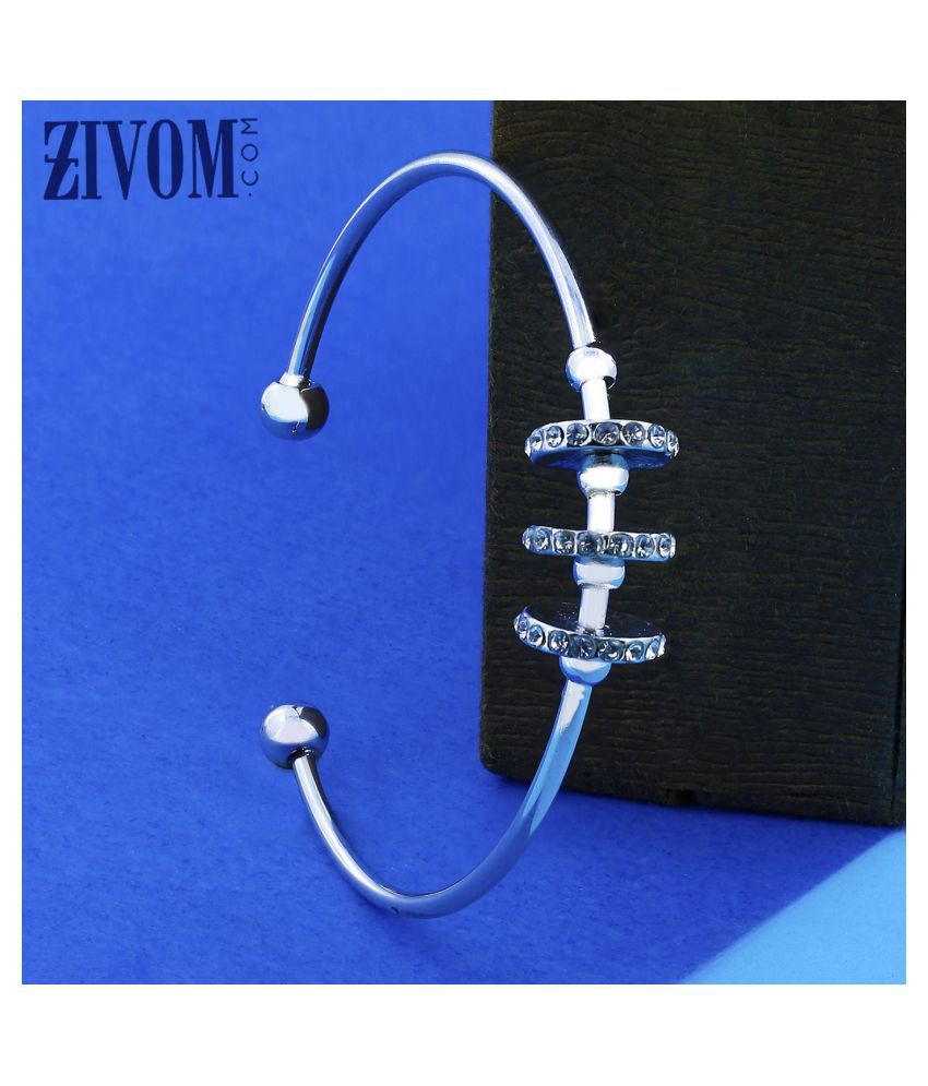     			Delicate Free Size Adjustable Silver Brass Rhodium Plated Cz Cuff Bracelet For Girls Women