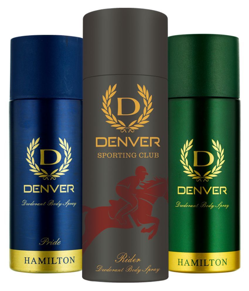     			Denver Rider, Pride, Hamilton Deo - 165ML Each ( Combo Pack of 3 ) For Men