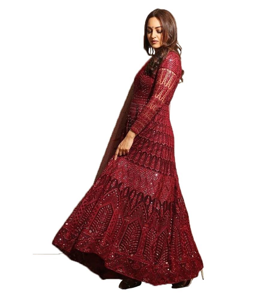 maroon ethnic gown