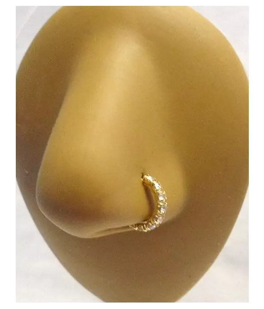 Anuradha Art Gold Tone Studded American Diamonds Stone Designer Sania Mirza  Nose Ring Studs Nose Pin Ring for Women Girls