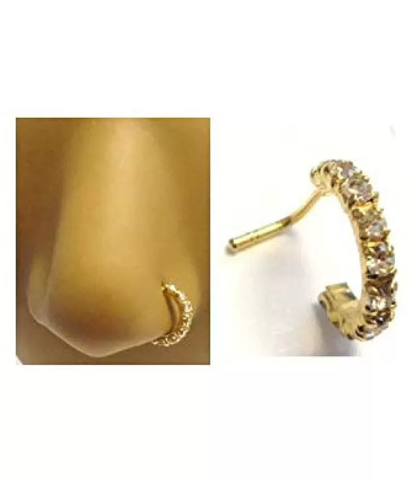 VAMA FASHIONS Gold Plated Sania Mirza Style Without Piercing Clip on  Pressing Type Nose Ring Pin