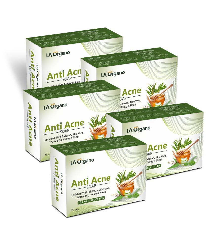    			LA ORGNO Anti Acne Soap For Remove Acne, Blemishes & Scars Soap -  75 gms each Pack of 5