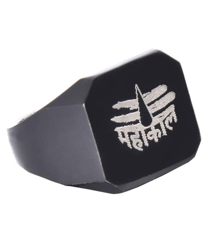     			Lord Mahakal Black Stainless Steel Ring | Fancy Ring for Men Boys