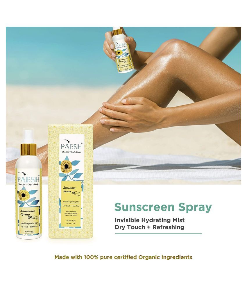 PARSH Sunscreen Spray SPF 30 with UVA & UVB Protection, Oil Free, Non Greasy with Invisible