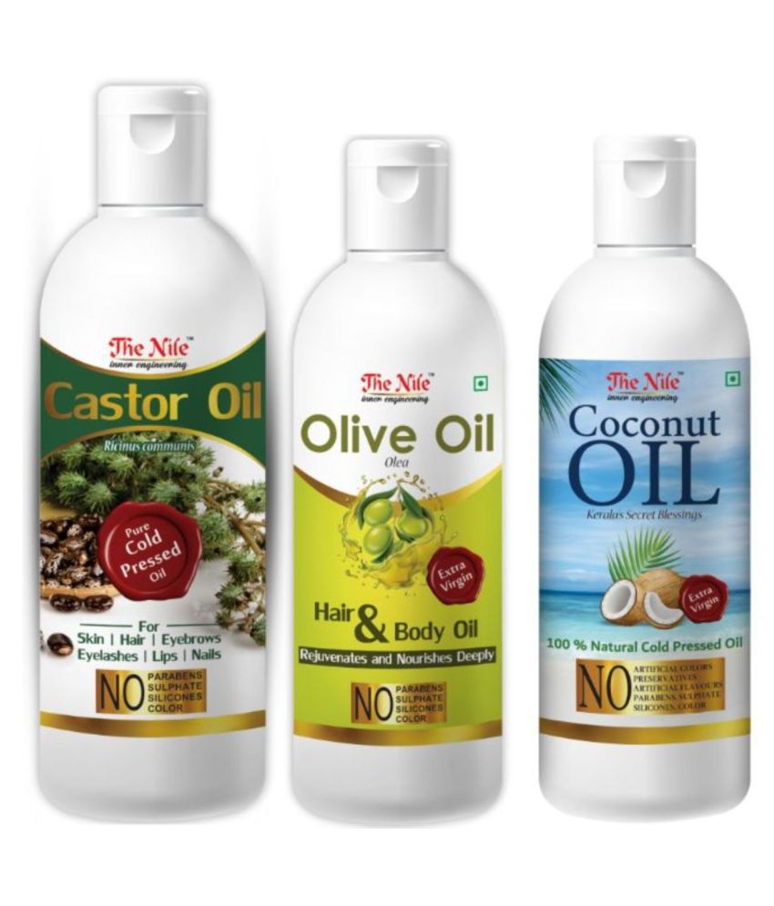     			The Nile Castor Oil 200 ML + Olive Oil 100 Ml + Coconut Oil 100 ML 400 mL