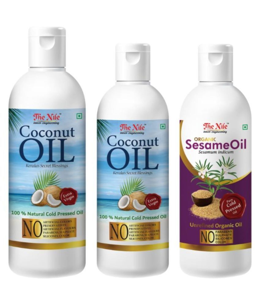     			The Nile Coconut Oil 200 Ml + 100 Ml(300 ML) + Sesame Oil 100 Ml 400 mL Pack of 3