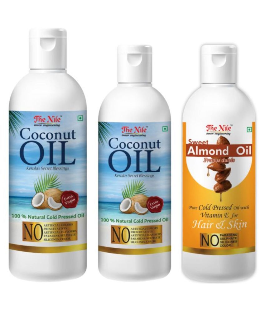     			The Nile Coconut Oil 200 Ml + 100 ML(300 ML) + Almond Oil 100 Ml 400 mL Pack of 3