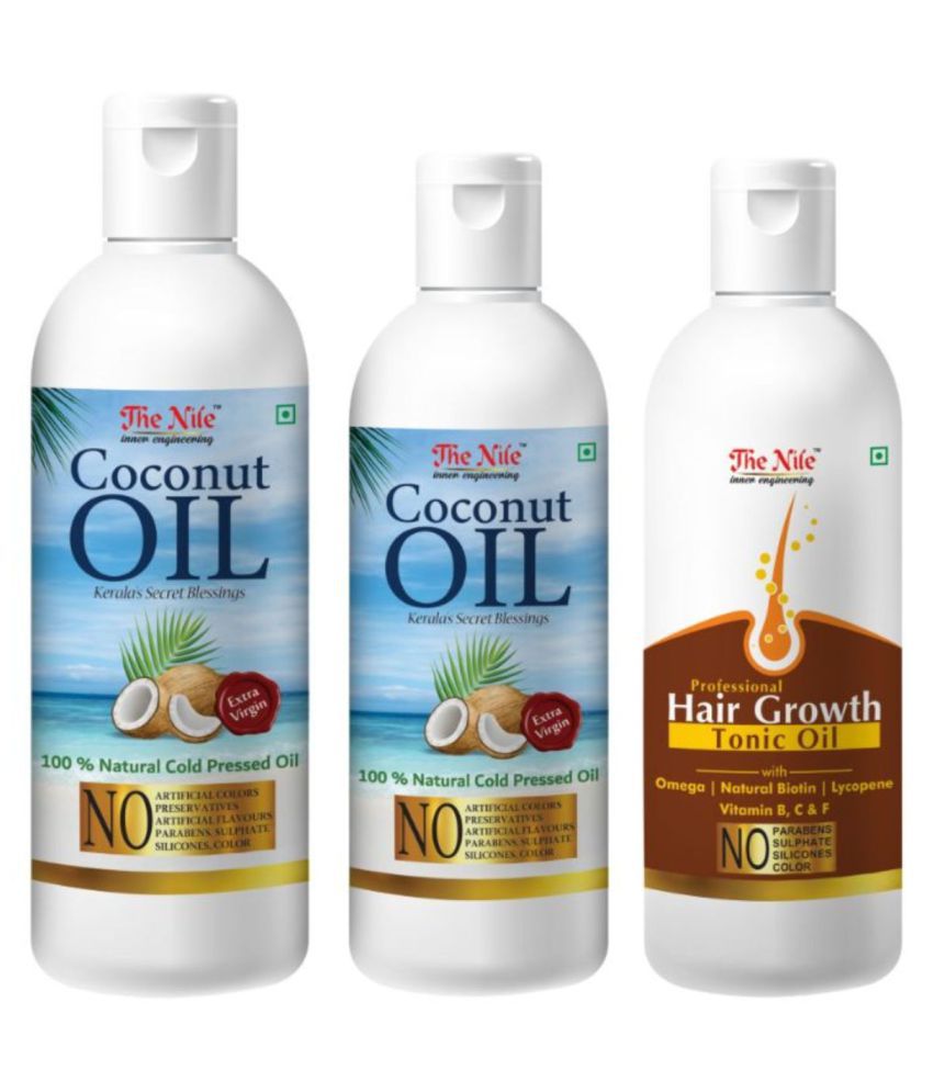     			The Nile Coconut Oil 200 Ml + 100 Ml (300 Ml)+ Hair Tonic 100 Ml 400 mL Pack of 3