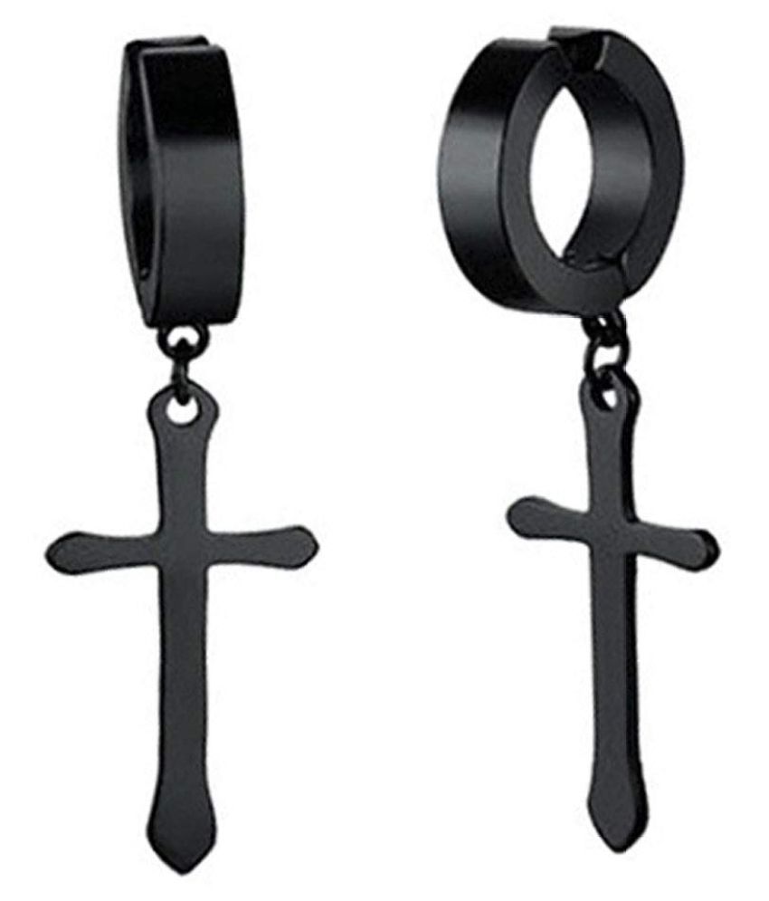 Buy Jewelry Jesus Cross Earring For mens Womens (BLACK) Online at Best ...