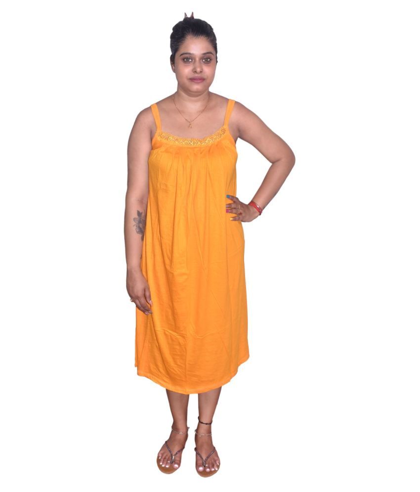     			PIYALI'S CREATION WOMEN'S Cotton Nighty & Night Gowns - Yellow