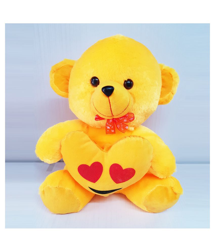 Download Soft yellow teddy bear with heart print - Buy Soft yellow teddy bear with heart print Online at ...