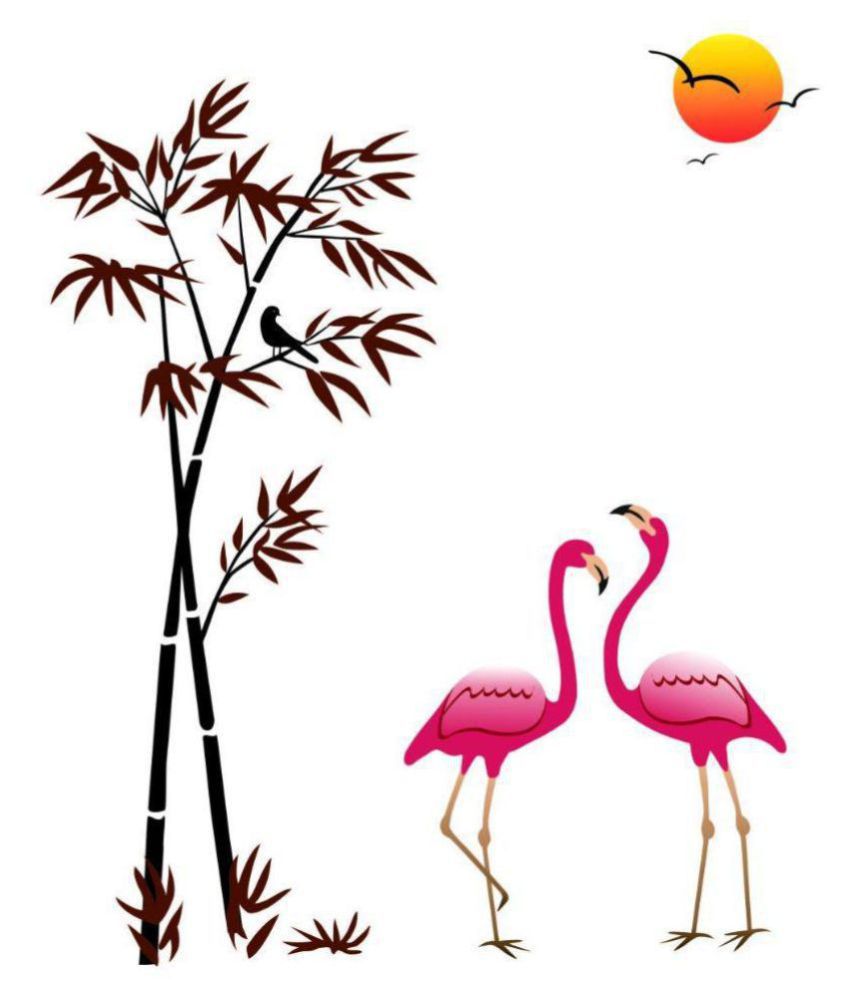     			Print Mantras Tree Birds Flamingo wall stickers Nature Sticker ( 120 x 145 cms )