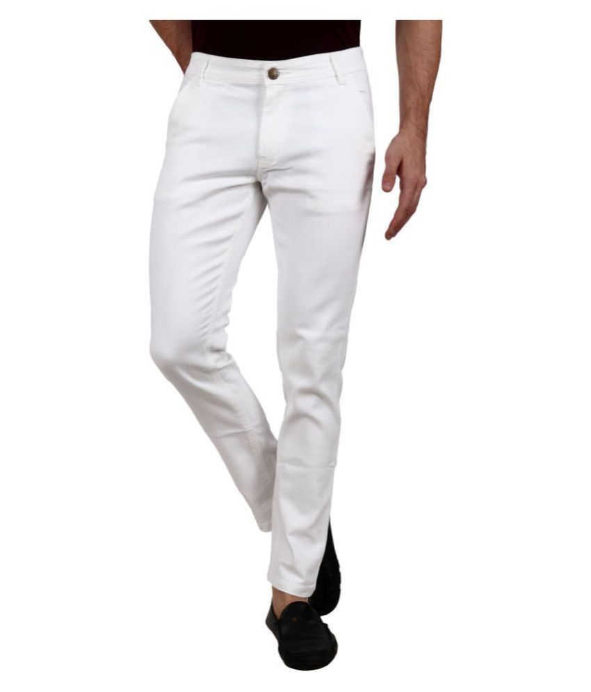     			ZAYSH White Regular Fit Jeans