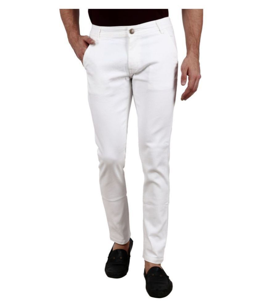     			ZAYSH White Regular Fit Jeans