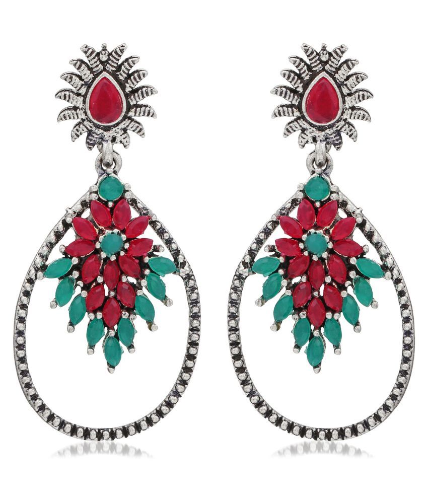     			Sukkhi Glimmery Oxidised Floral Dangle Earring For Women