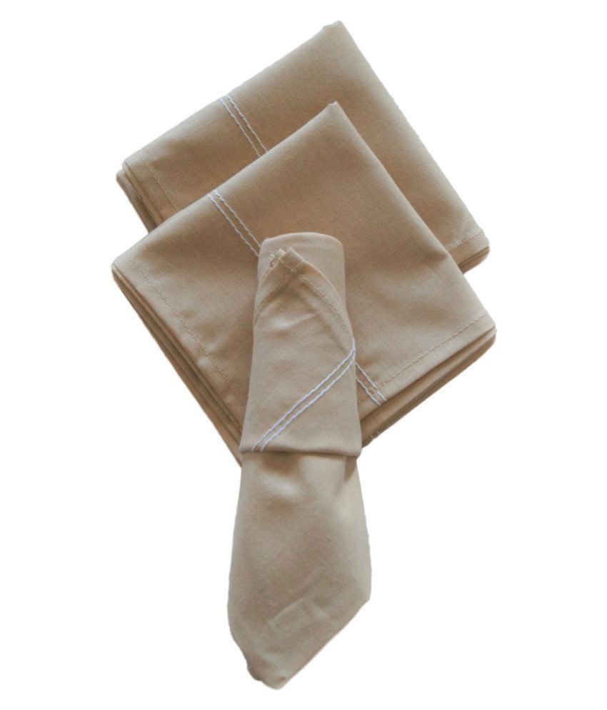 Vissage Pack of 3 Handkerchiefs (Men) Cotton Khaki Color, 18IN *18IN