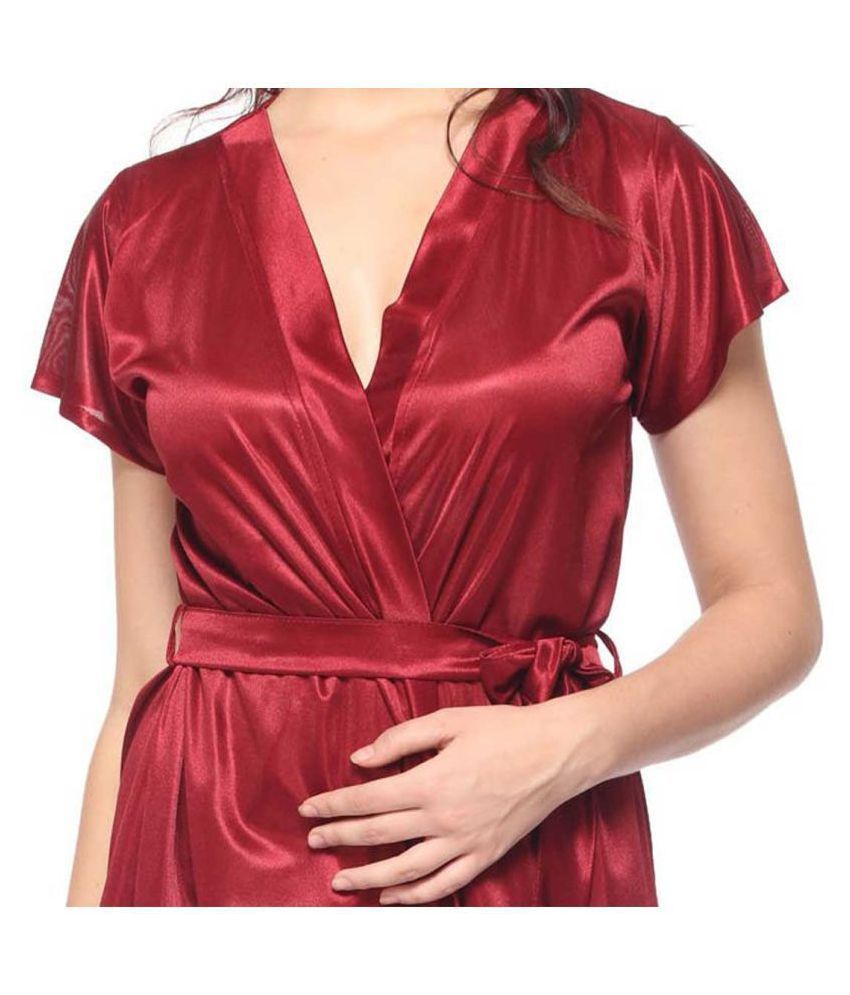 silk maroon robe