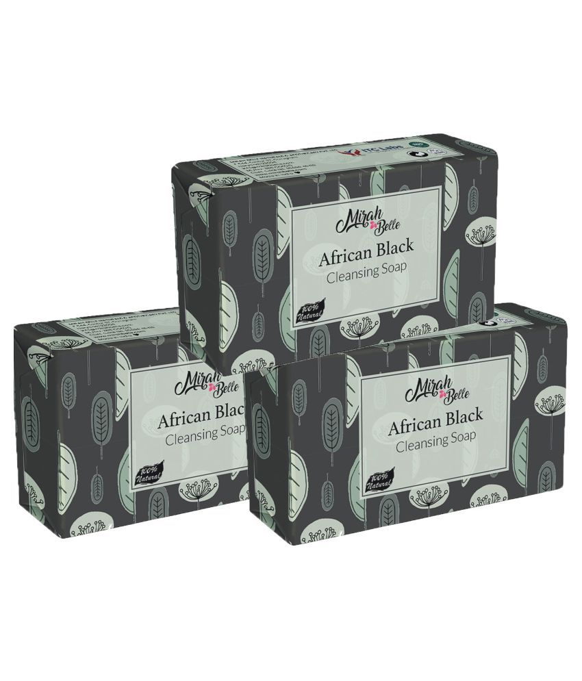 Mirah Belle Black African For Healing Acne, Pimples Paraben, GMO-Free, Soap 125 g Pack of 3
