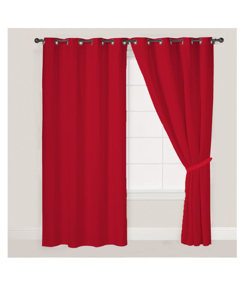     			Oasis Hometex Single Door Blackout Room Darkening Eyelet Cotton Curtains Red