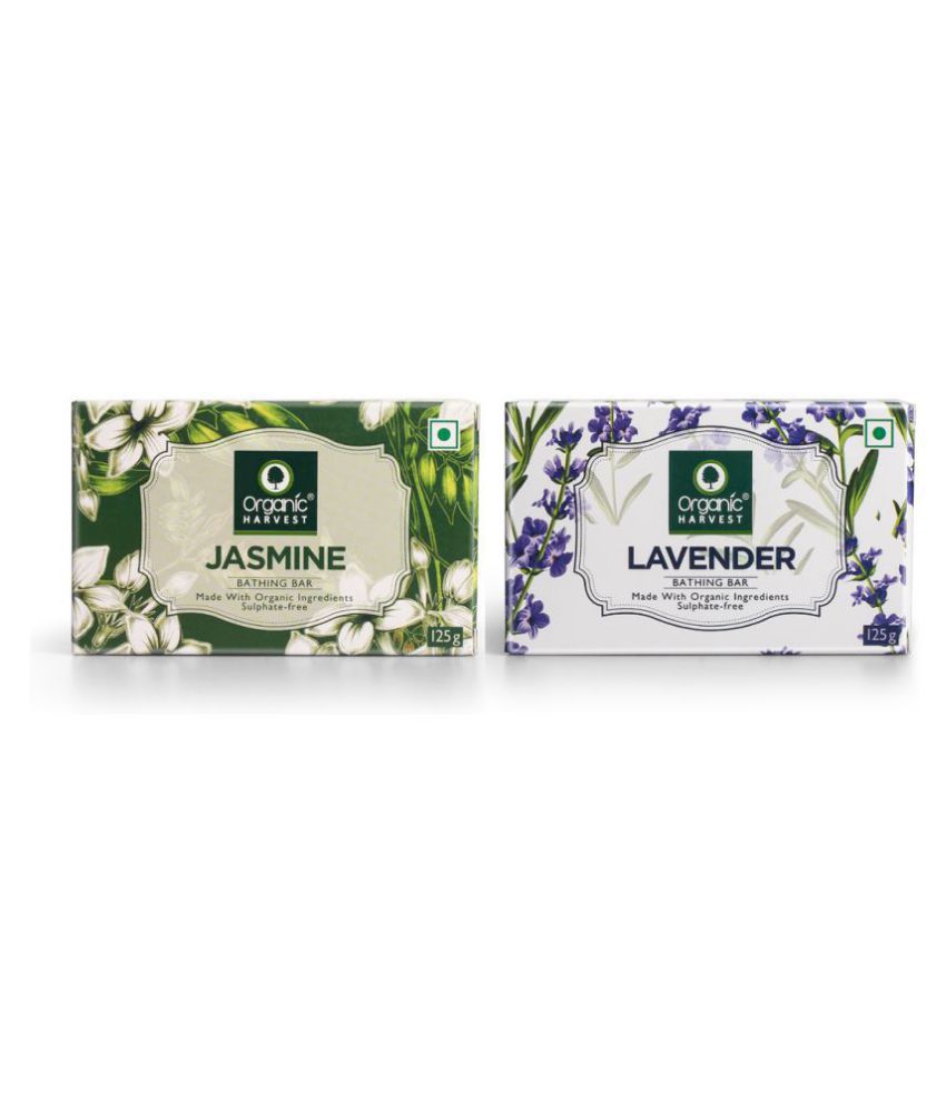     			Organic Harvest Combo of Jasmine (125gm) & Lavender (125gm) Bathing Bar For Moisturising & Cleansing, Parabens & Sulphate Free