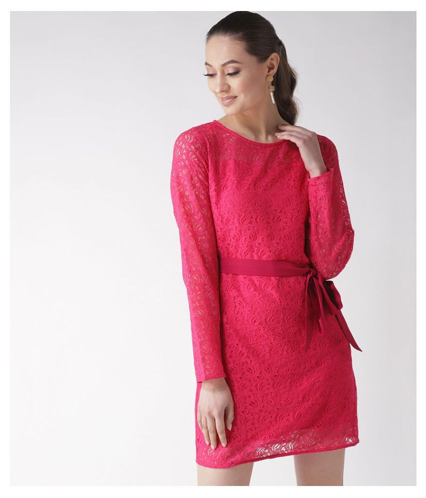 La Zoire - Pink Lace Women's A-line Dress ( Pack of 1 )
