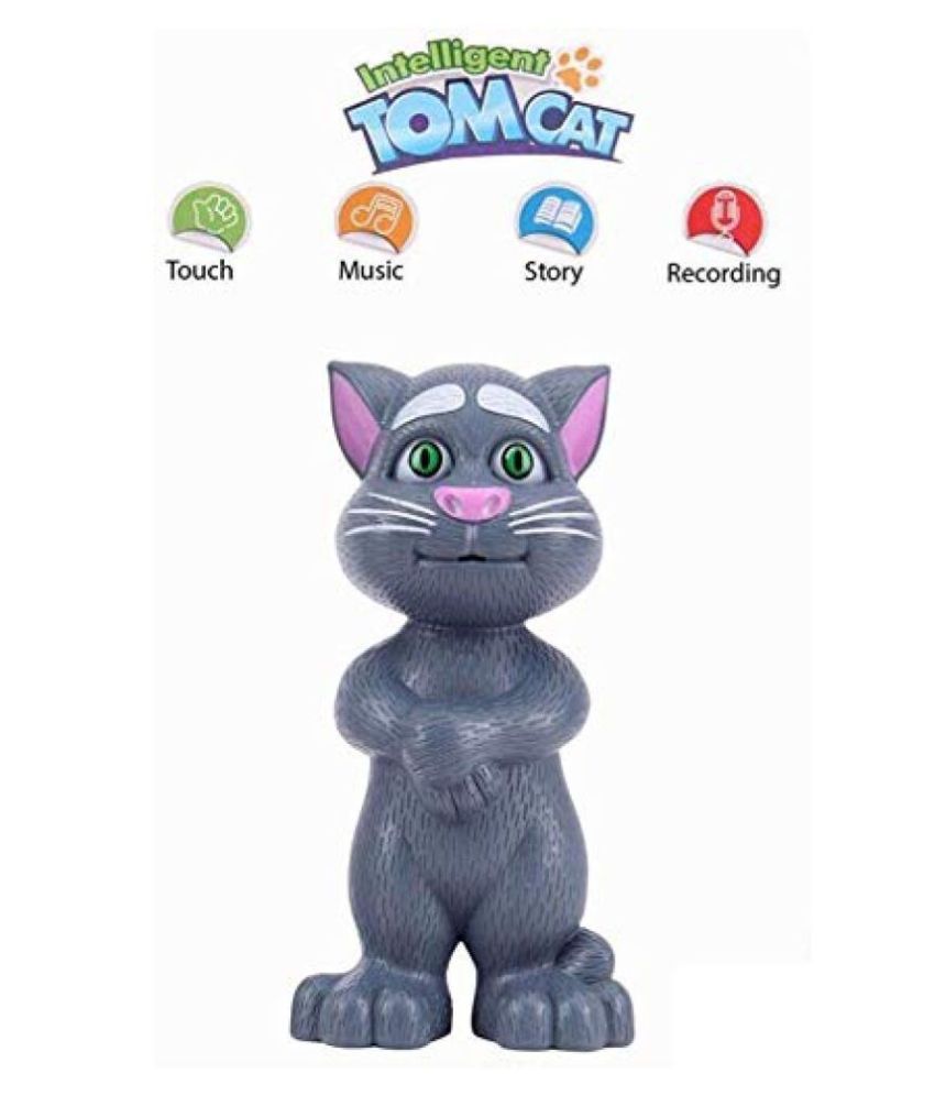 PieceofPassion Grey Talking Tom Cat for Kids Speaking Repeat What