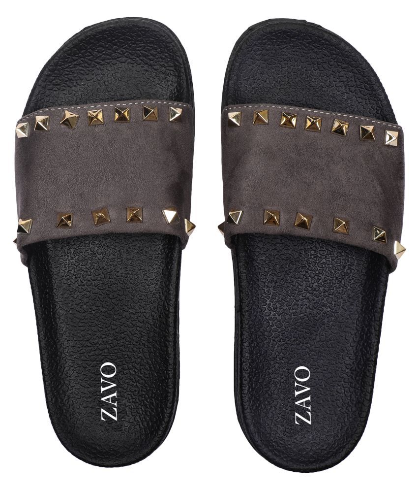 mens gray slides