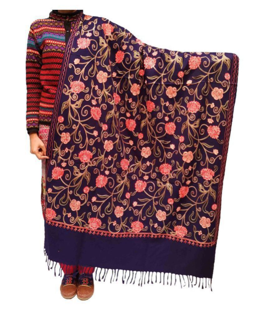 KASHMIRI Navy Ari Embroidery Shawl Price In India - Buy KASHMIRI Navy ...