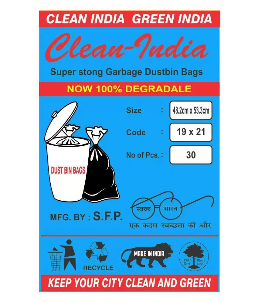 Buy Clean India Garbage Bags Medium For Home 300 Pcs Dustbin Bags  Recyclable Garbage Bag  Size 48 cm x 54 cm Black 30pcs X 10 Packets  Online at Best Prices in India  JioMart