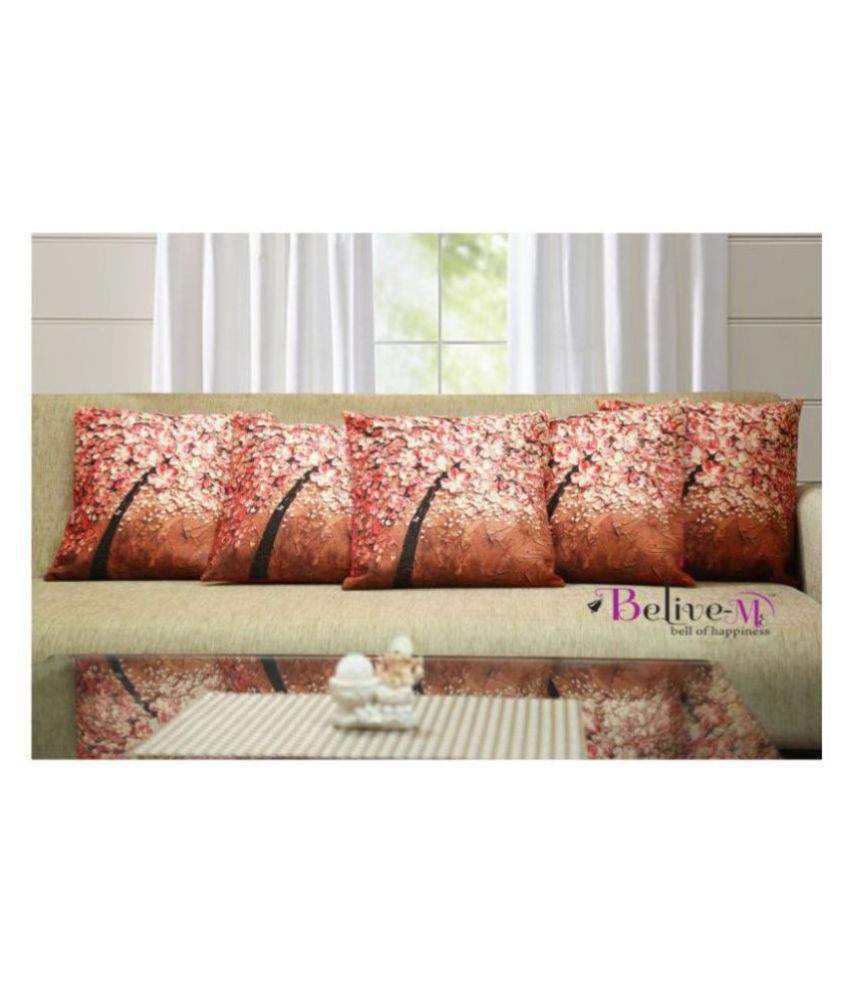     			Belive-Me Set of 5 Cushion Covers Floral Themed 40X40 cm (16X16 inch)