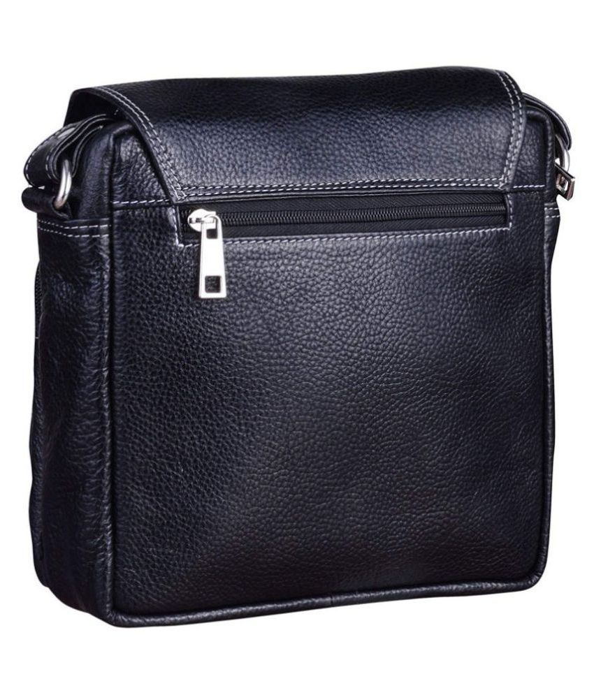 RICH BAG Black Pure Leather Sling Bag - Buy RICH BAG Black Pure Leather ...