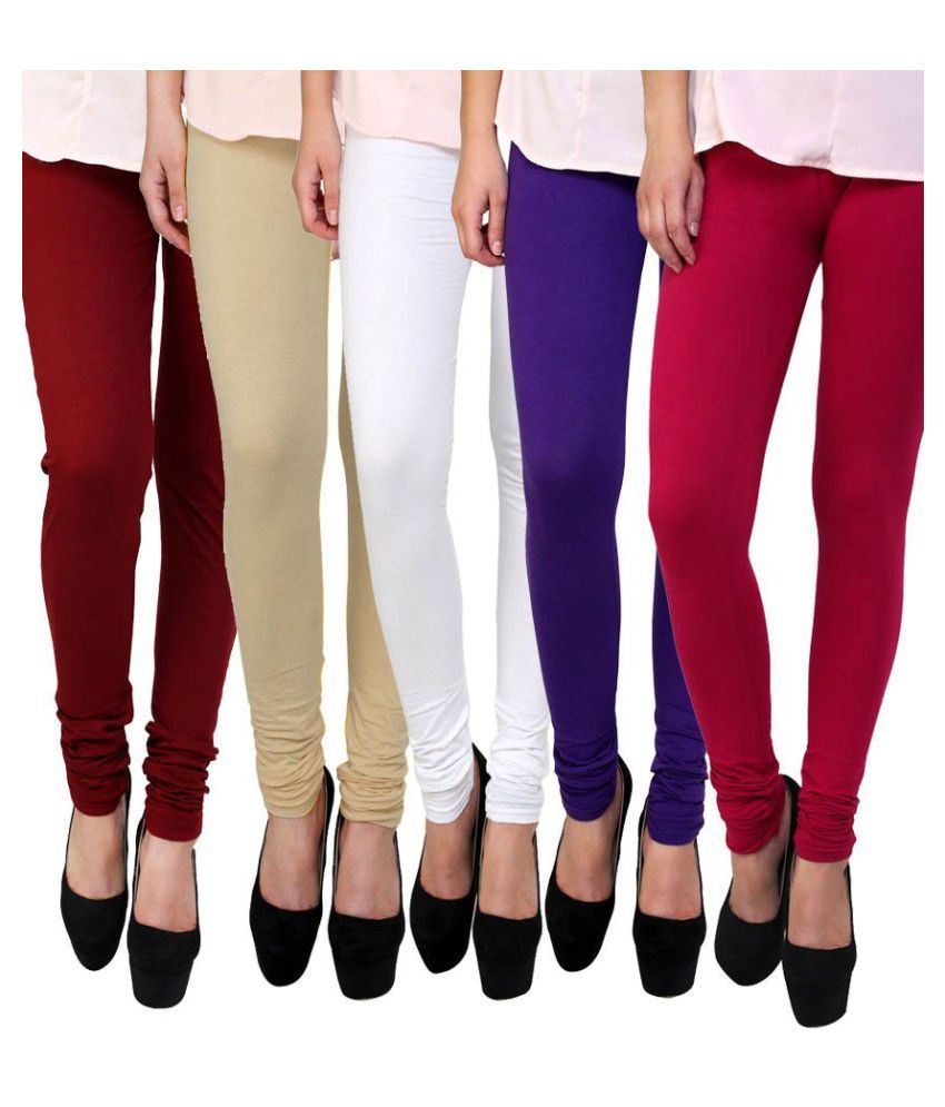     			FnMe Multicolor Cotton Leggings - Pack of 5