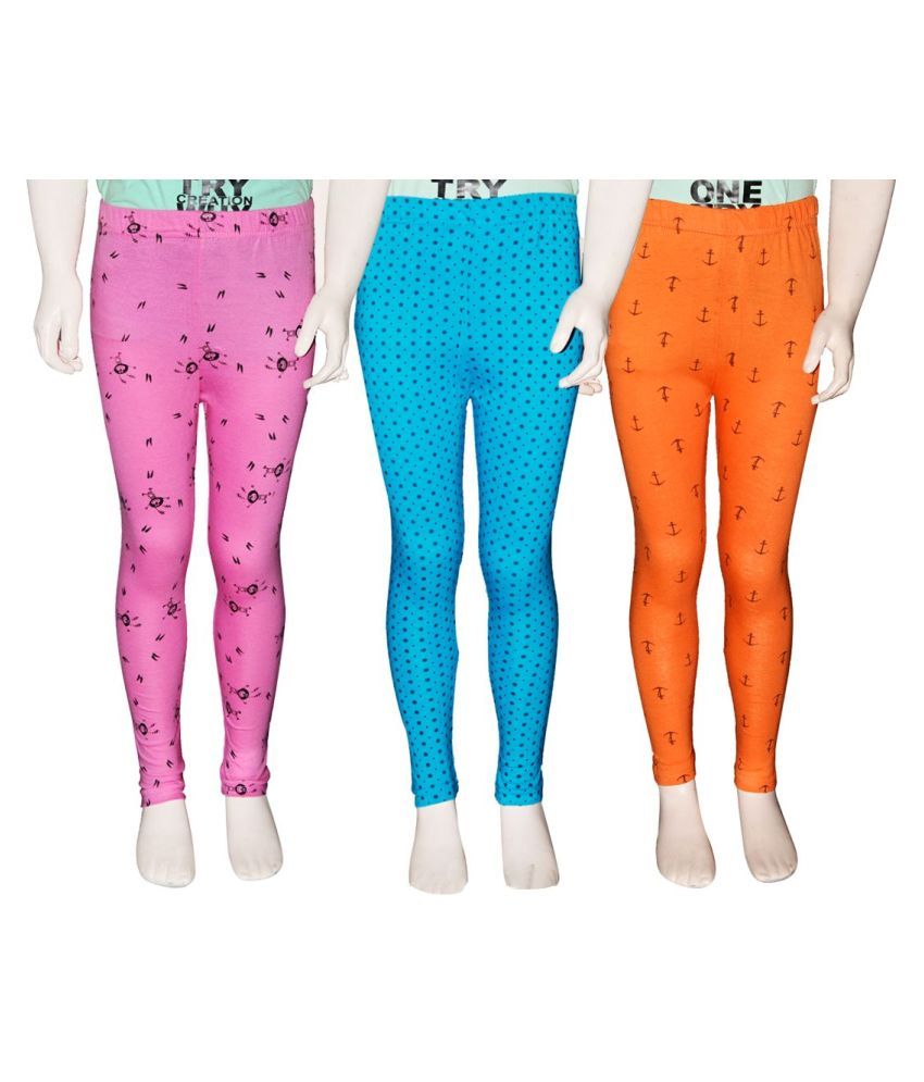     			FnMe Printed Girl's Leggings -Pack of 3