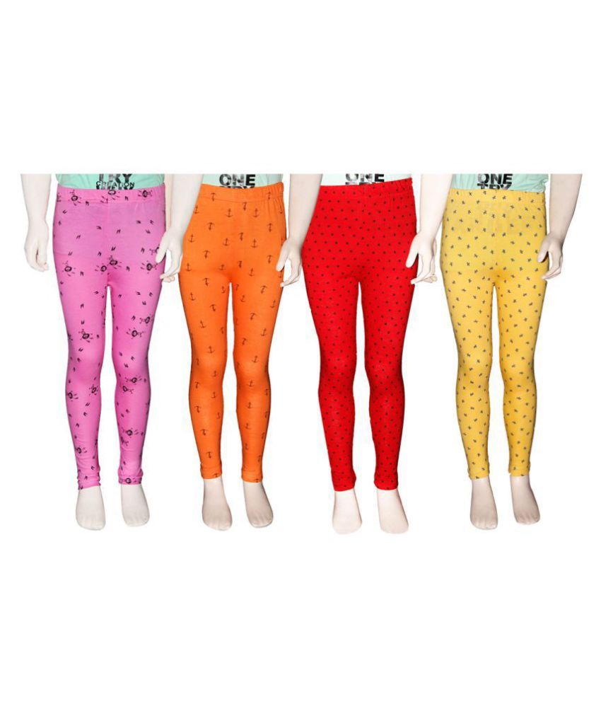     			FnMe Pack of 4 Girls 100% Cotton Leggings ( Baby Pink )