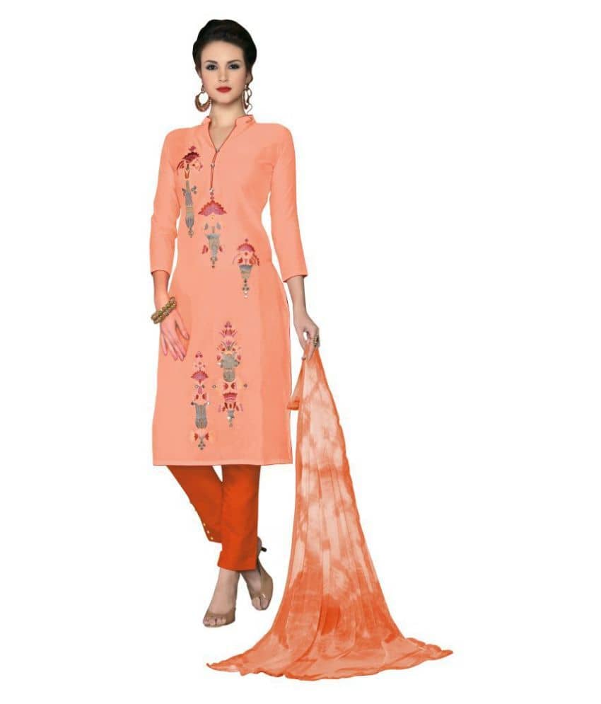 pink cotton dress material