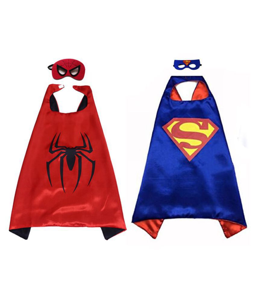     			Kaku Fancy Dresses Superhero Spider Robe For Kids/ Superhero Cape for Kids Halloween Party - Pack of 2