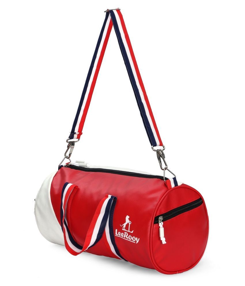 small red duffle bag