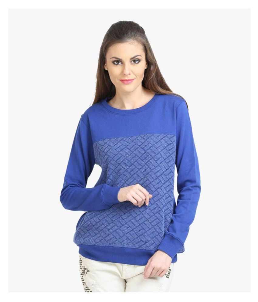 Moda Elementi Fleece Blue Non Hooded Sweatshirt