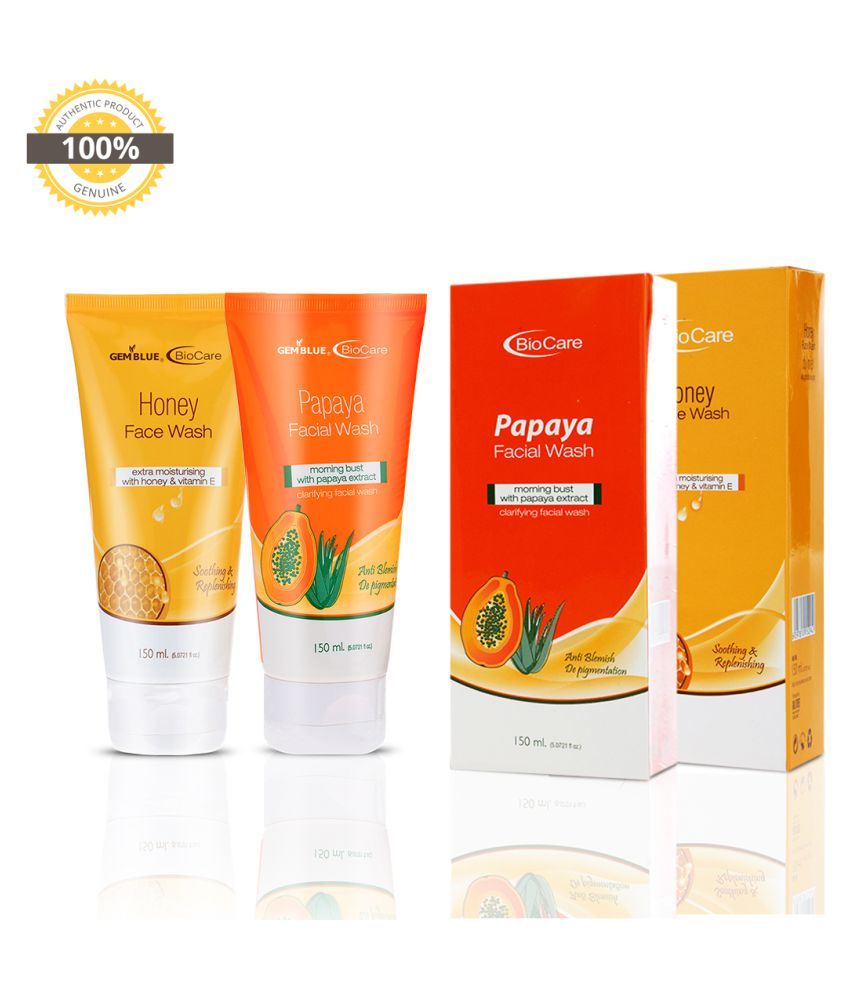     			gemblue biocare HONEY + PAPAYA Face Wash 300 mL Pack of 2