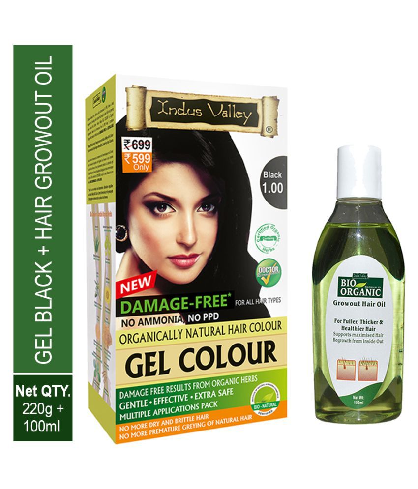 Indus Valley Growout Hair Oil With Gel Natural Permanent Hair Color Black  Combo Pack: Buy Indus Valley Growout Hair Oil With Gel Natural Permanent  Hair Color Black Combo Pack at Best Prices