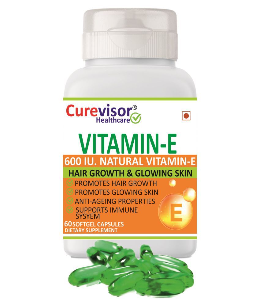 Curevisor Vitamin-E 600 IU (Skin & Hair) 60 no.s Vitamins Softgel