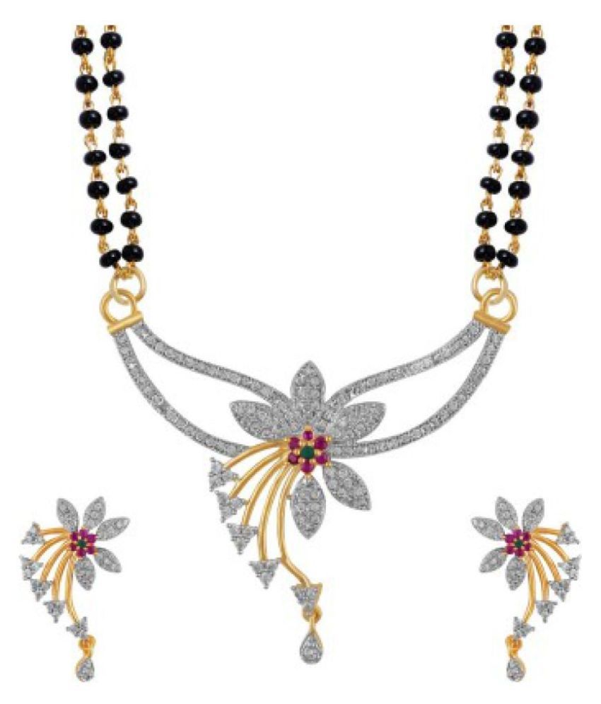     			Navya Collections Multicolor Alloy Gold Plated American Diamond Mangalsutra Set