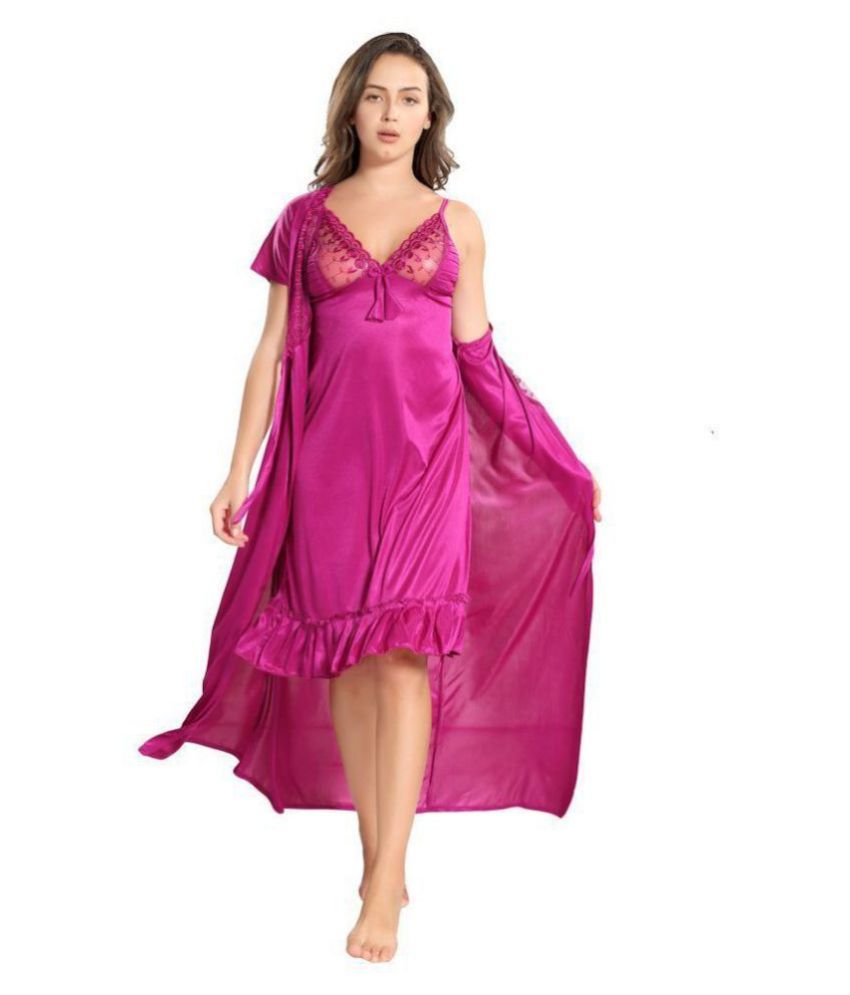     			Reposey Satin Nighty & Night Gowns - Purple