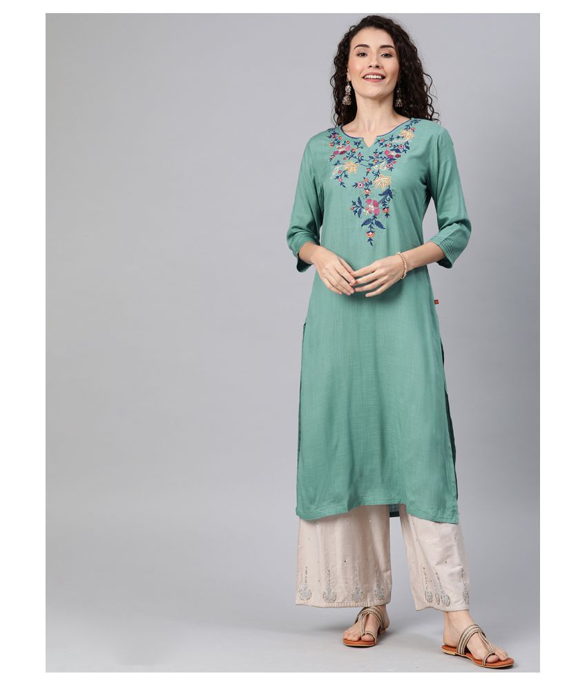     			Alena Green Rayon Straight Kurti