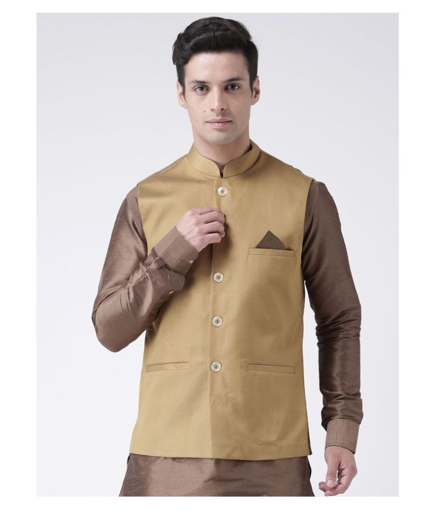     			Deyann Brown Linen Nehru Jacket