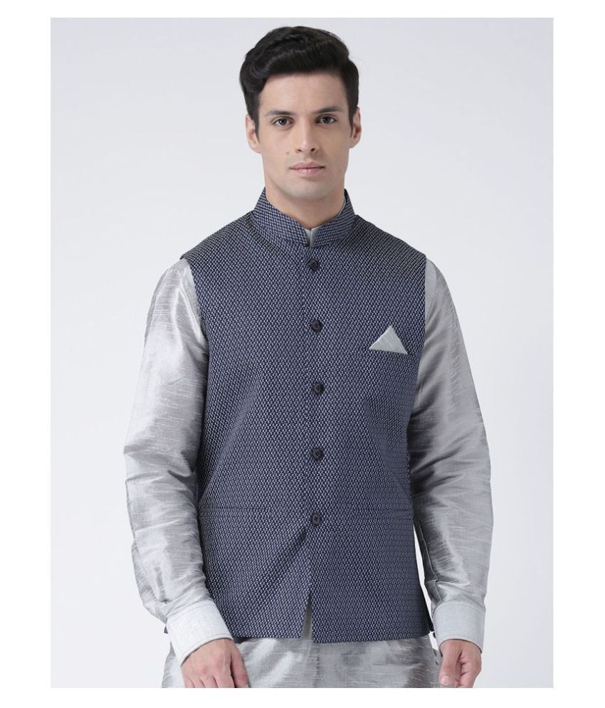     			Deyann Navy Linen Nehru Jacket