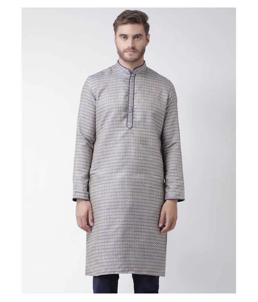     			Deyann Navy Silk Kurta Single