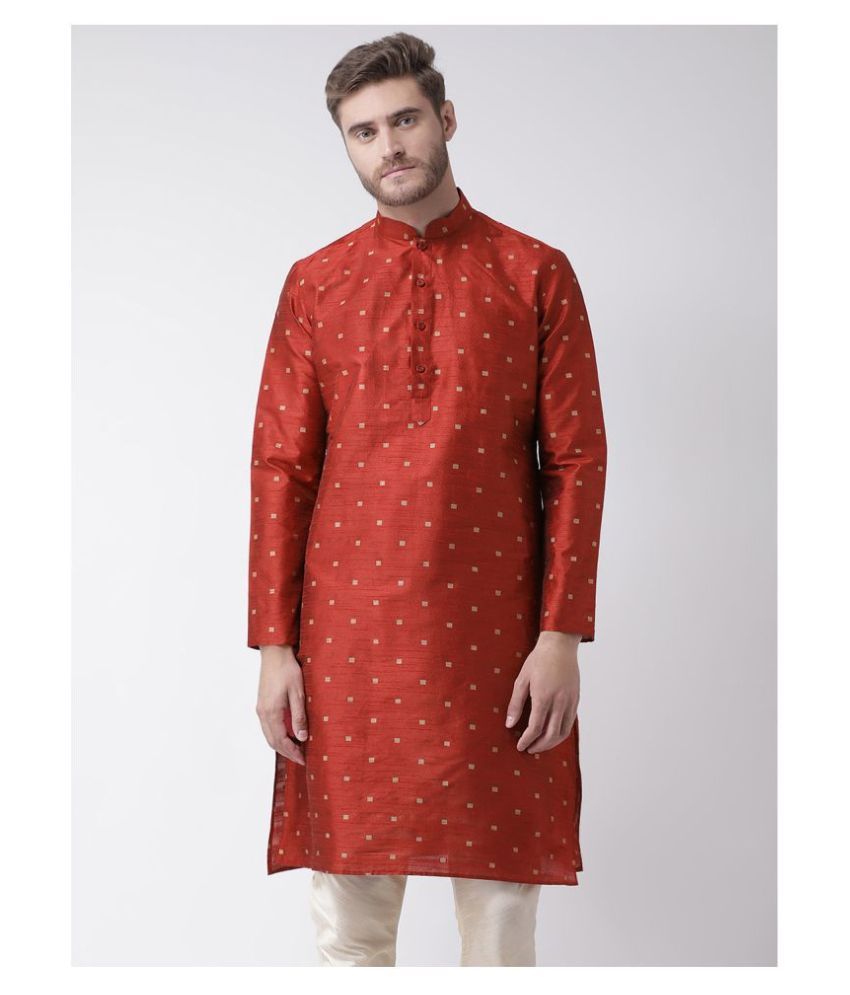     			Deyann Red Silk Blend Kurta Single