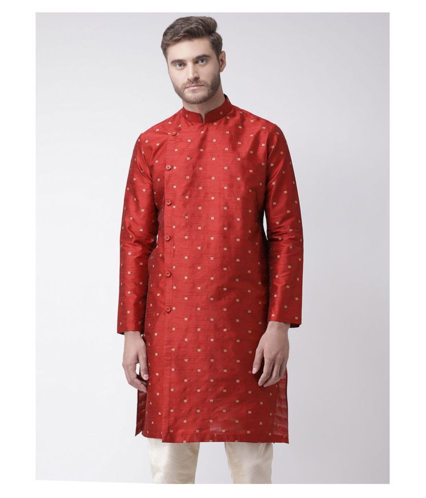     			Deyann Red Silk Blend Kurta Single